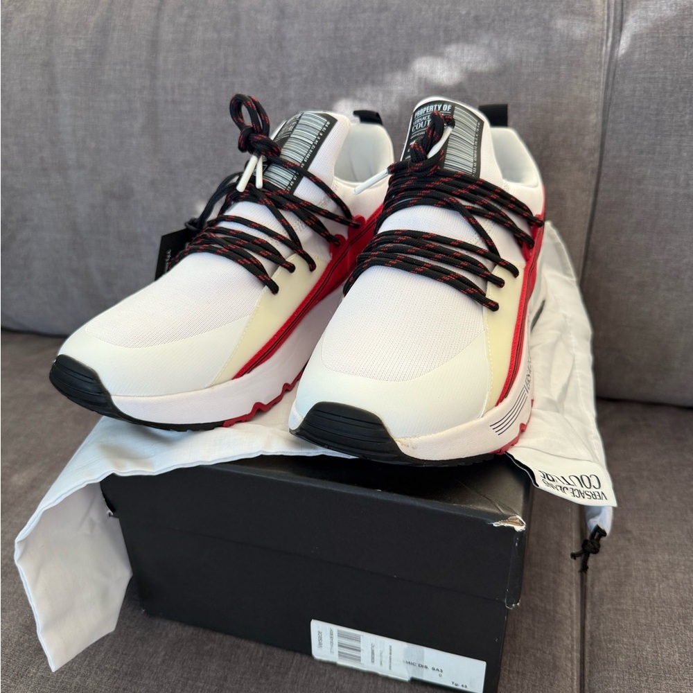 Versace White and Red Men's Sneakers